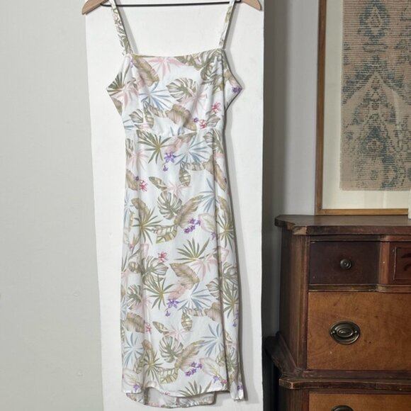 White Tropical  Midi Dress - Picture 1 of 8